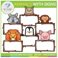 Animals with Blank Signs Clip Art