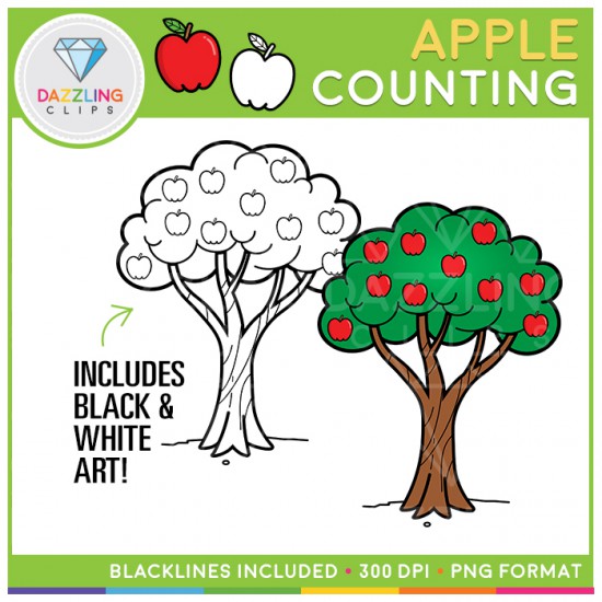 Counting Apples on a Tree Clip Art