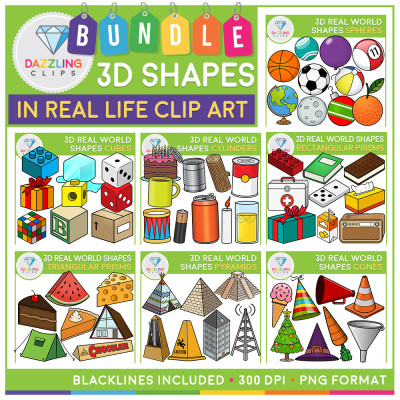 3D Shapes in Real Life Clip Art BUNDLE