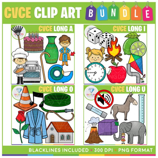 CVCe Clip Art BUNDLE! - 56 Images!