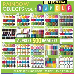 Rainbow Objects Clip Art MEGA Bundle! 482 images!
