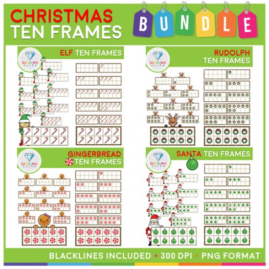 Christmas Ten Frames Clip Art BUNDLE!