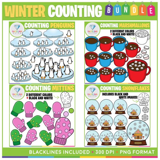 Winter Counting Clip Art BUNDLE - 129 Images!