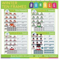 Winter Ten Frames Clip Art BUNDLE! - 186 Images!