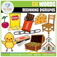 Beginning Digraphs CH Words Clip Art