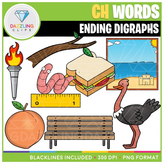 Ending Digraphs CH Words Clip Art