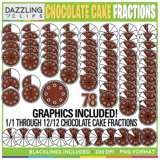 Chocolate Cake Fractions Clipart - 78 illustrations!