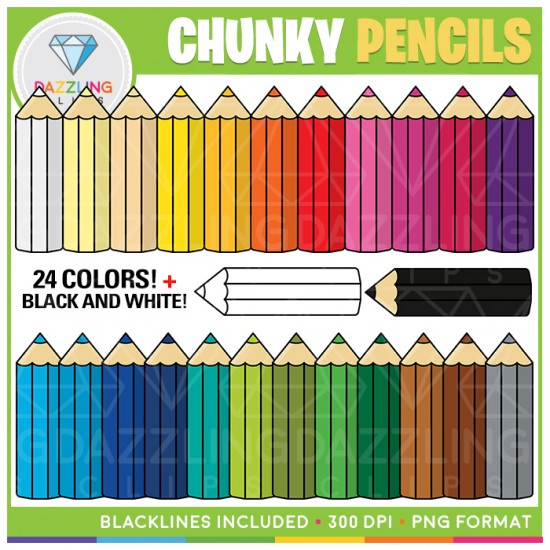 Rainbow Chunky Pencils Clip Art