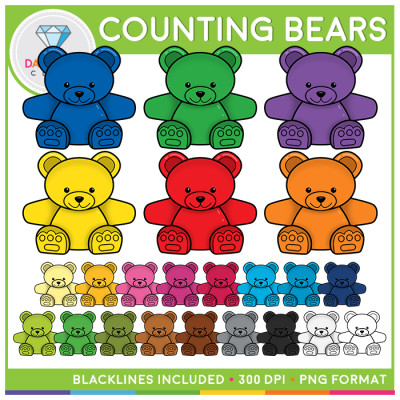 Rainbow Counting Bears Clip Art