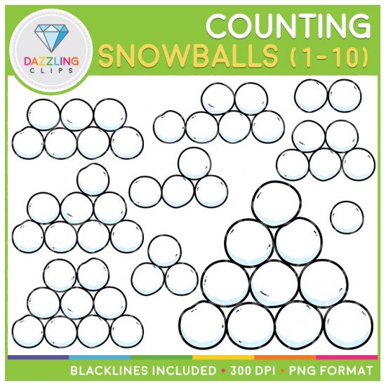 Counting Snowballs Clip Art (1 to 10)