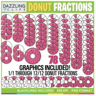 Donut Fractions Clipart - 78 illustrations!
