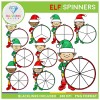 Christmas Elf Spinners Clip Art