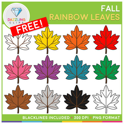 FREE Fall Rainbow Leaves Clip Art