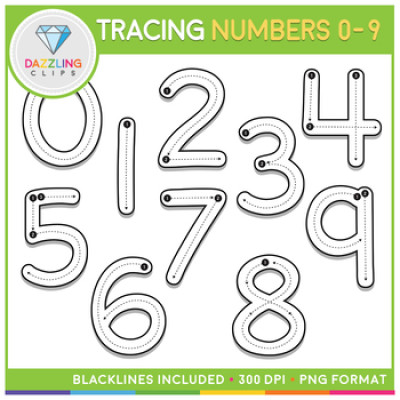 FREE Tracing Numbers Set Clip Art (0-9)