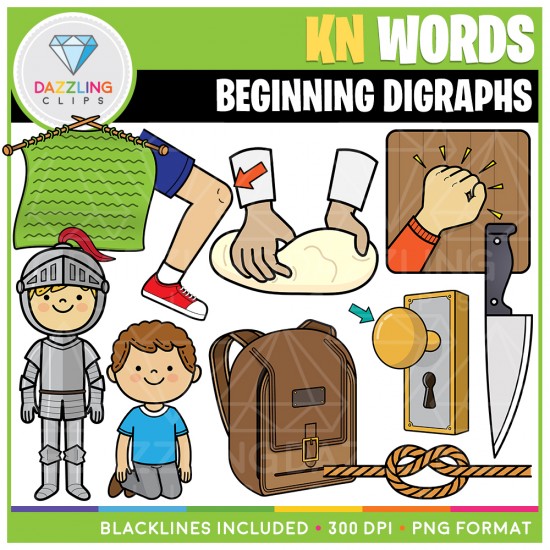 Beginning Digraphs KN Words Clip Art