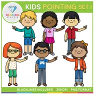 Kids Pointing Clip Art Set 1