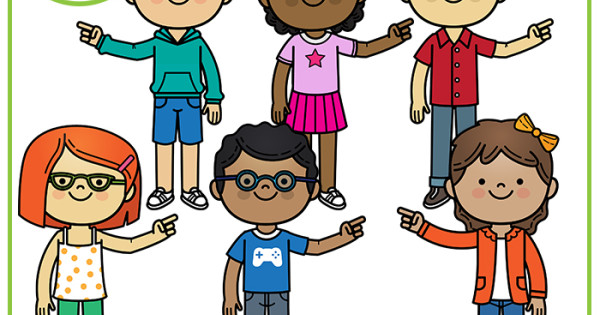 Kids Pointing Clip Art Set 1