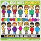 Kids with 2D Shapes Clip Art