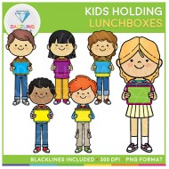Kids holding Lunchboxes Clip Art