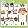Kids with blank signs Clip Art (Set 3)
