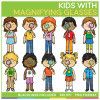 Kids with Magnifying Glasses Clip Art