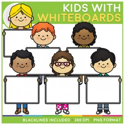 Kids with Whiteboards Clip Art