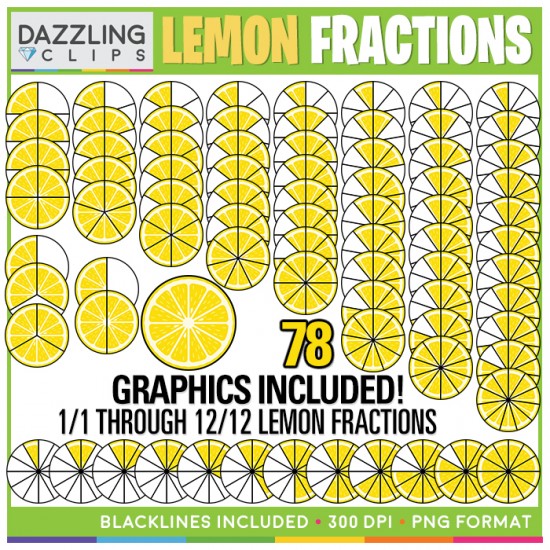 Lemon Fractions Clipart - 78 illustrations!