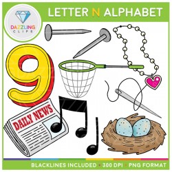 Alphabet Letter N Clip Art - Beginning Sounds