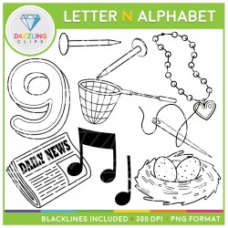Alphabet Letter N Clip Art - Beginning Sounds