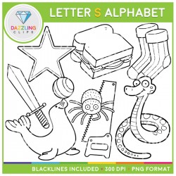 Alphabet Letter S Clip Art - Beginning Sounds
