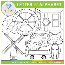 Alphabet Letters W Clip Art - Beginning Sounds