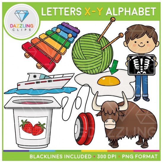Alphabet Letters X-Y Clip Art - Beginning Sounds