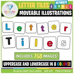 Moveable Letter Tiles Clipart ULTIMATE BUNDLE - 768 Images!
