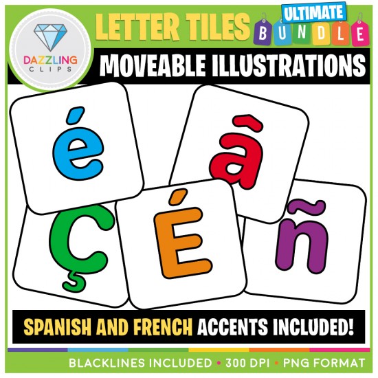 Moveable Letter Tiles Clipart ULTIMATE BUNDLE - 768 Images!