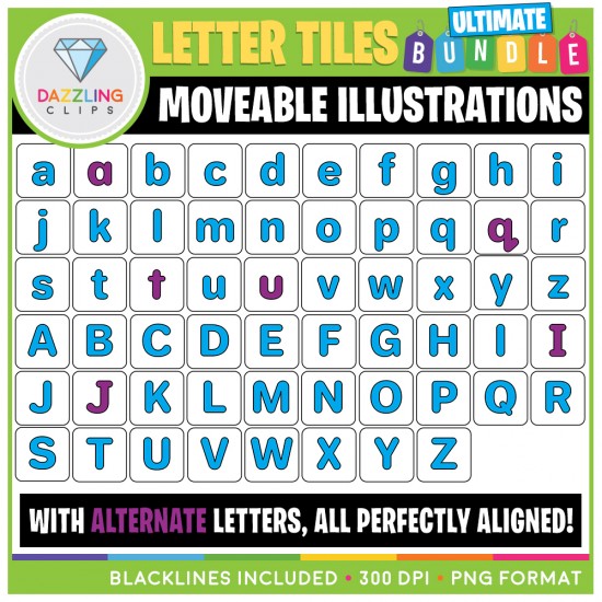 Moveable Letter Tiles Clipart ULTIMATE BUNDLE - 768 Images!
