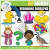 Beginning Digraphs QU Words Clip Art