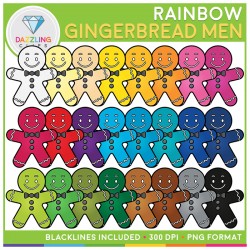 Rainbow Gingerbread Men Clip Art