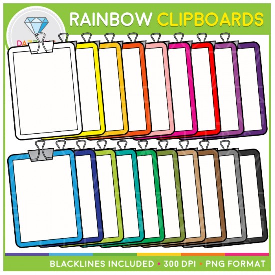 Rainbow Clipboards Clip Art