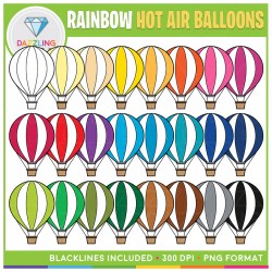 Rainbow Hot Air Balloons Clip Art