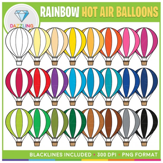 Rainbow Hot Air Balloons Clip Art