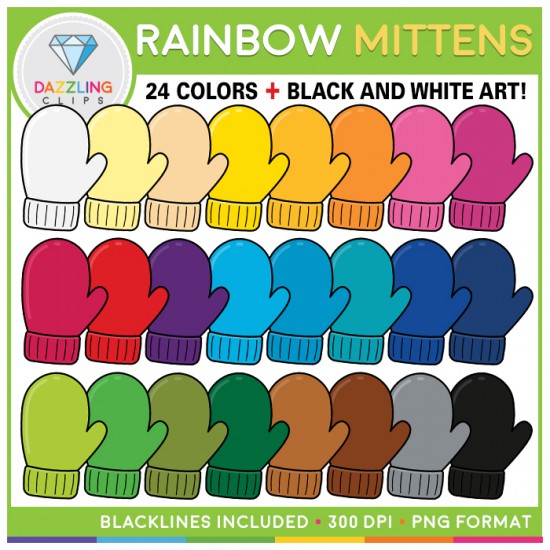 Rainbow Mittens Clip Art