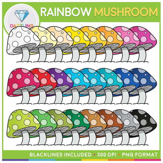 Rainbow Mushrooms Clip Art