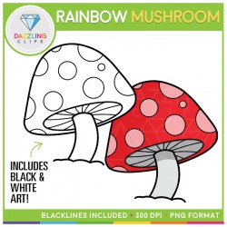 Rainbow Mushrooms Clip Art