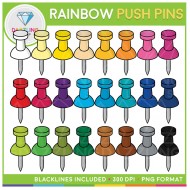 Rainbow Push Pins Clip Art
