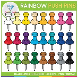 Rainbow Push Pins Clip Art