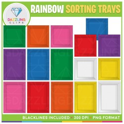 Rainbow Sorting Trays Clip Art