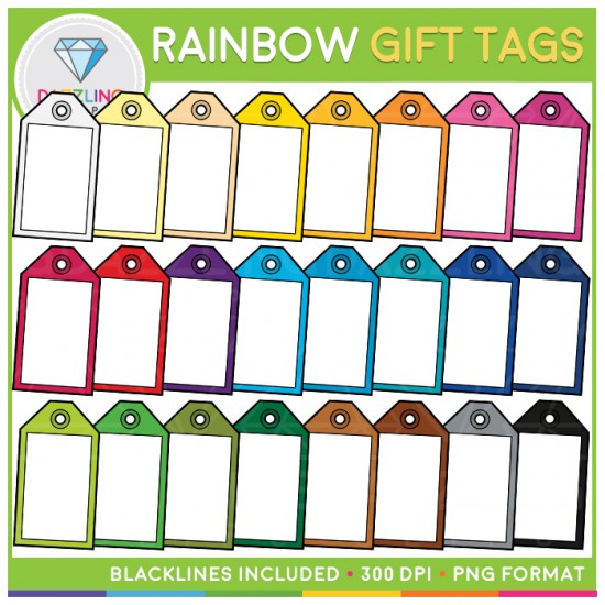 Rainbow Gift Tags Clip Art