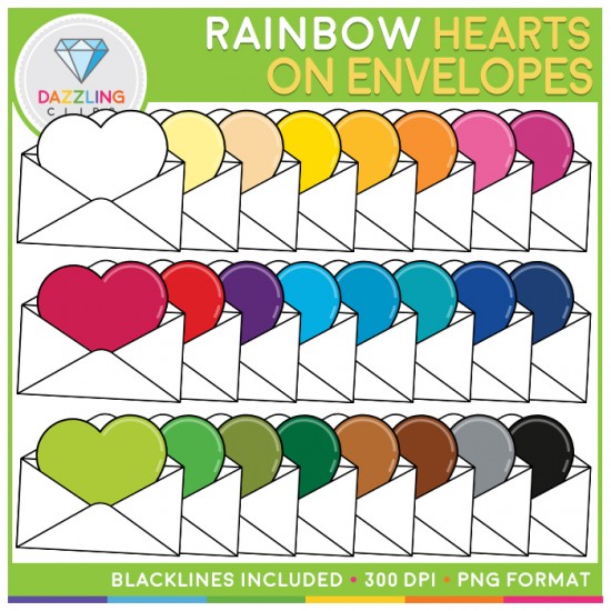 Valentine Rainbow Items Clip Art Bundle