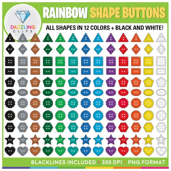 Rainbow Shape Buttons Clip Art