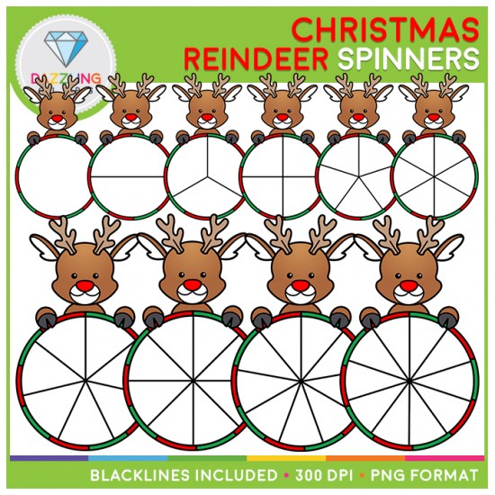 Christmas Reindeer Spinners Clip Art